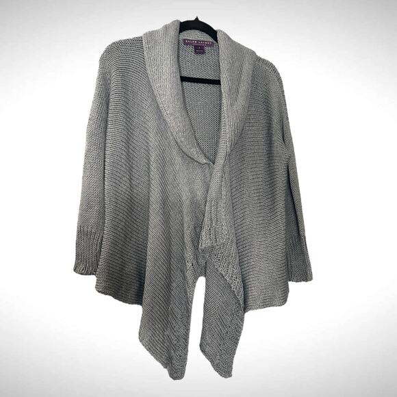 Ralph Lauren Purple Label Size S Silk Knit Waterfall Cardigan Sweater Blue Basic - Picture 5 of 14